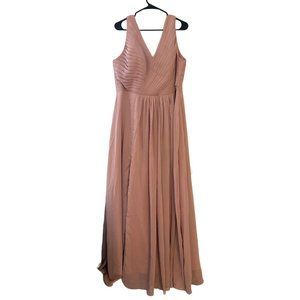Loyeloy Women's Dusty Rose Size 16W V Neck Bridesmaid Dresses with Slit